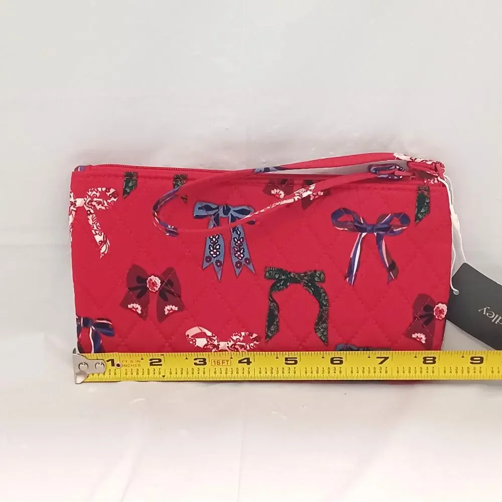 Vera Bradley NWT Red Quilted Bow Mosaic Zip Wristlet Recycled Cotton Wallet - Picture 7 of 8